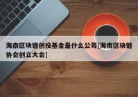 海南区块链创投基金是什么公司[海南区块链协会创立大会]